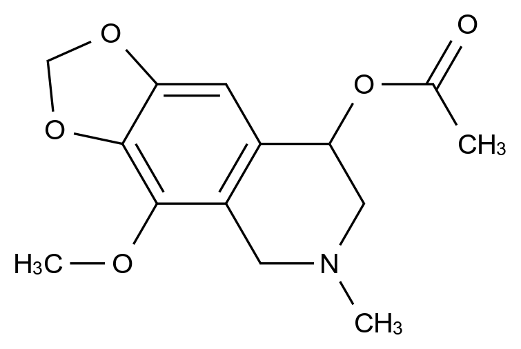 Acetic acid 8-methoxy-2-methyl-6,7-methylenedioxy-1,2,3,4-tetrahydroisoquinolin-4-yl ester_108434-79